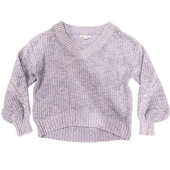 American Eagle Purple V Neck Knit Cotton Sweater Coquette Cottagecore Comfy Y2K - Picture 1 of 9